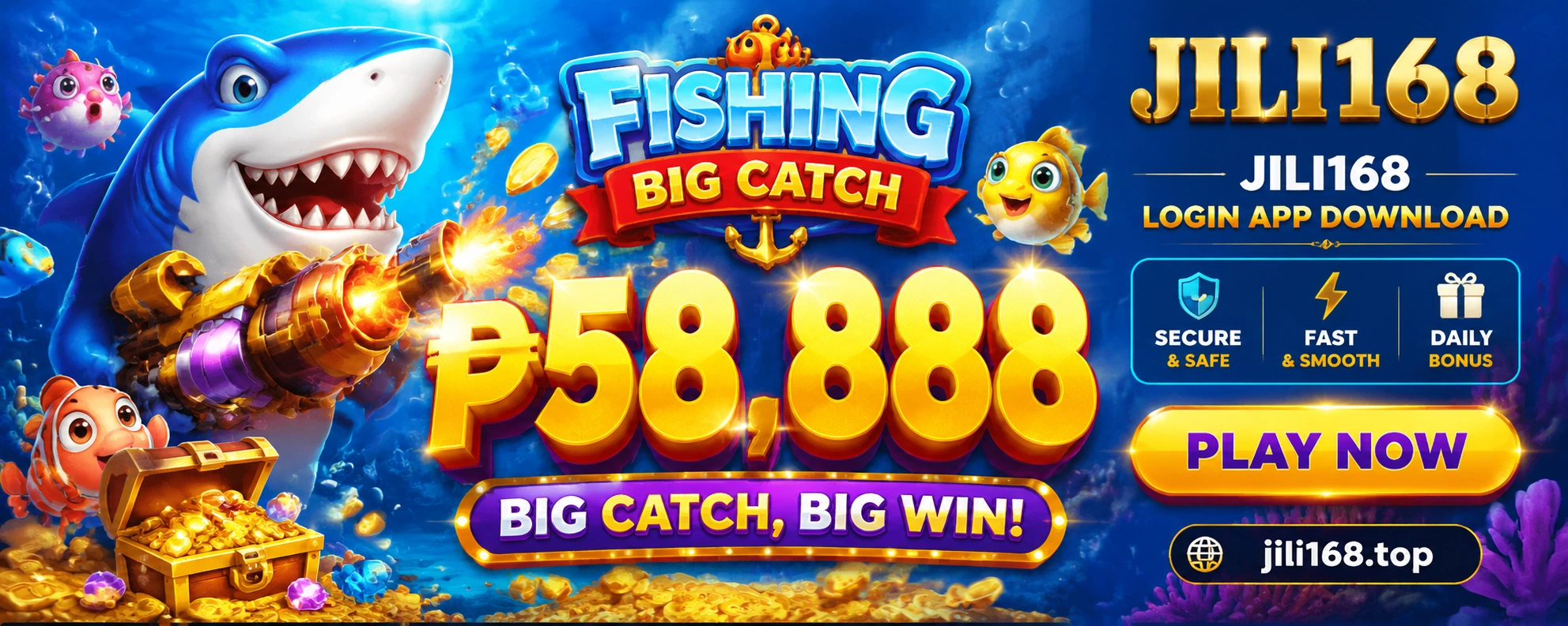 Arcade fishing game screen showing fish targets and reward values
