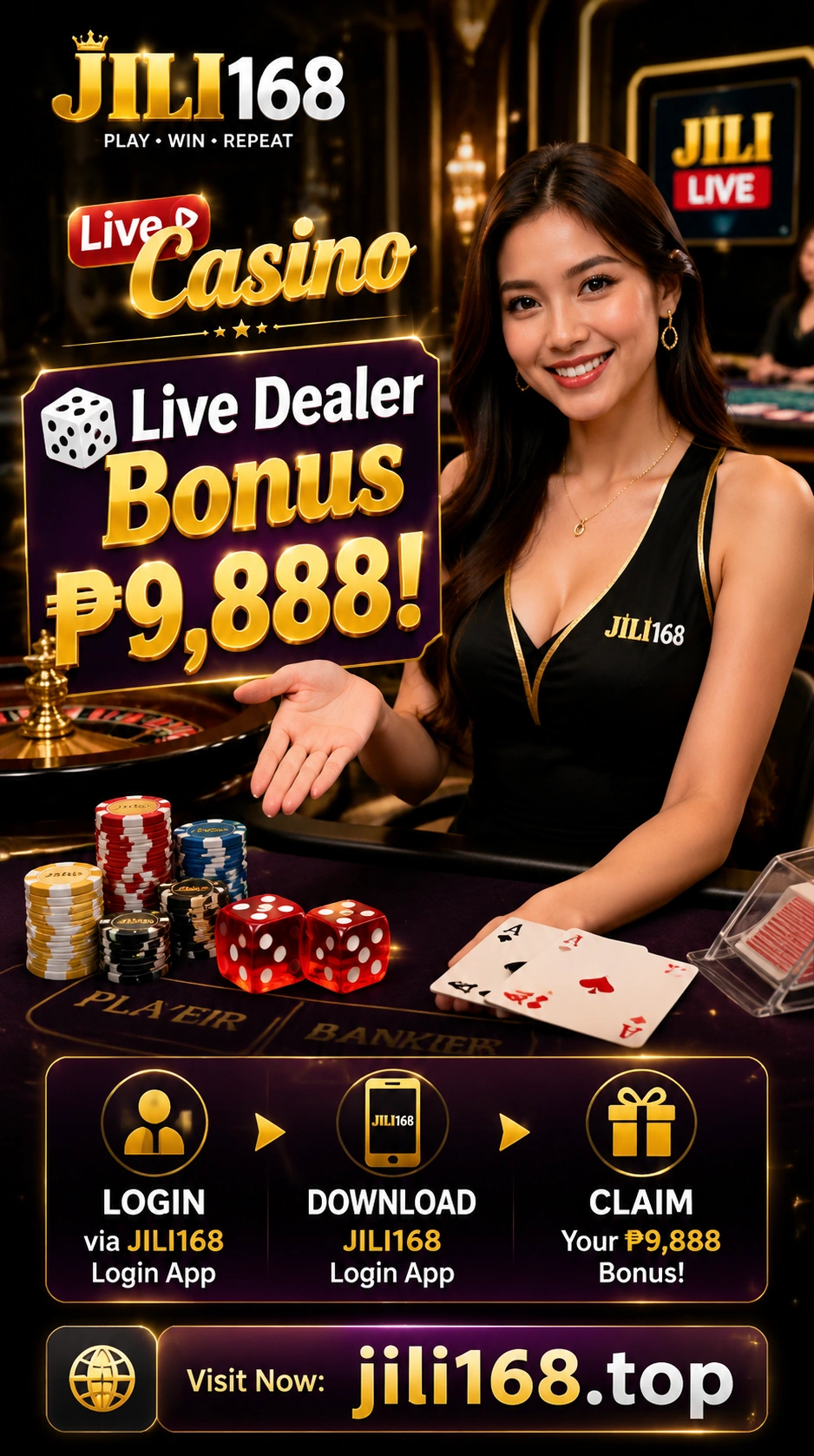Live roulette table with spinning wheel